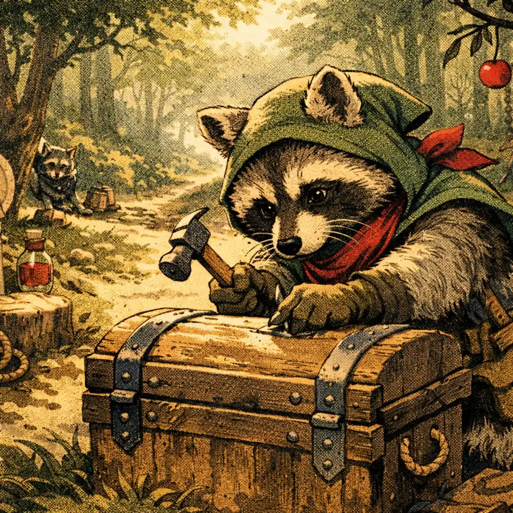 Redakcyjna ilustracja szopa wykonującego działanie na leśnej polanie